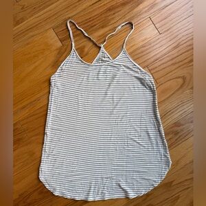 Gap Body Striped White and Black Spaghetti Strap Tank Top
